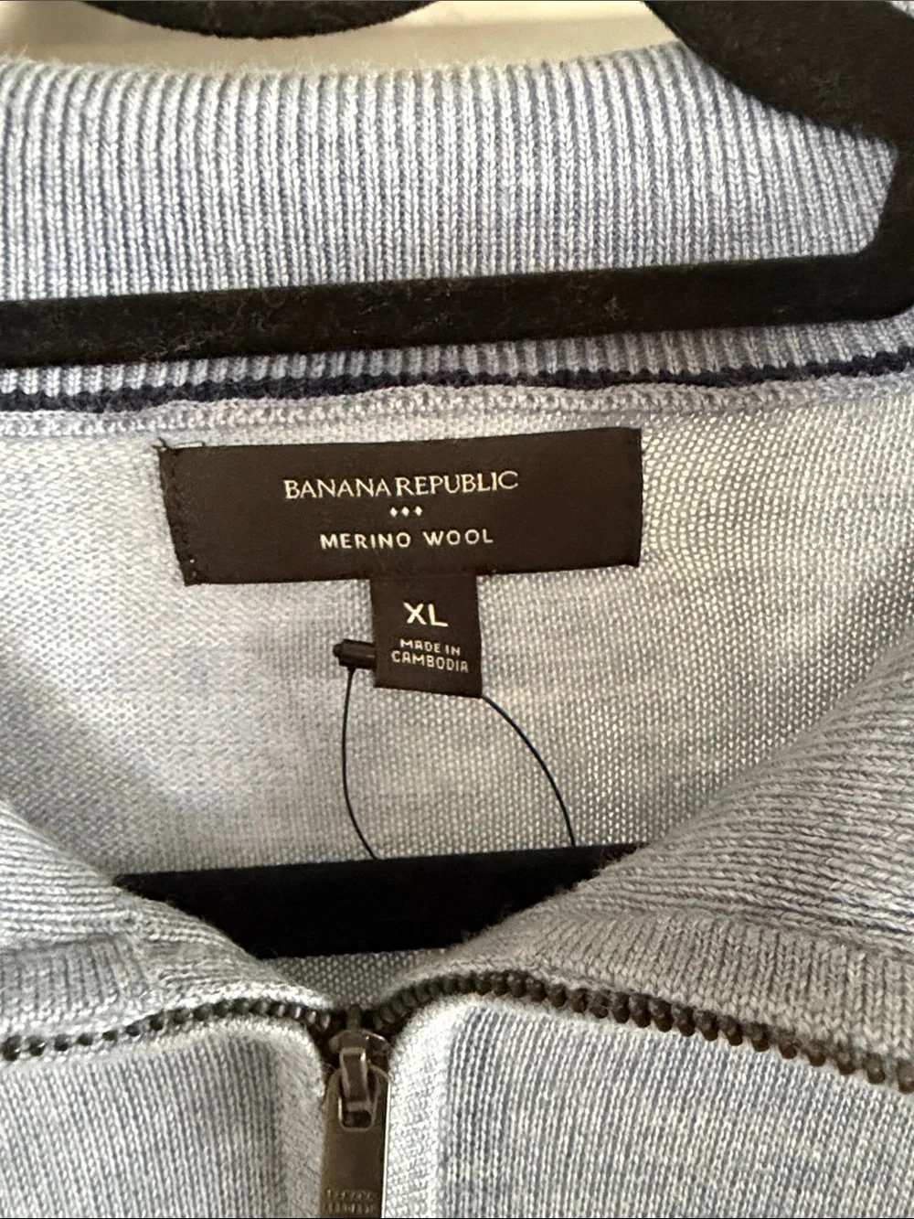 Banana Republic‎ Men’s Merino Wool Blue Quarter-Zip Sweater XL